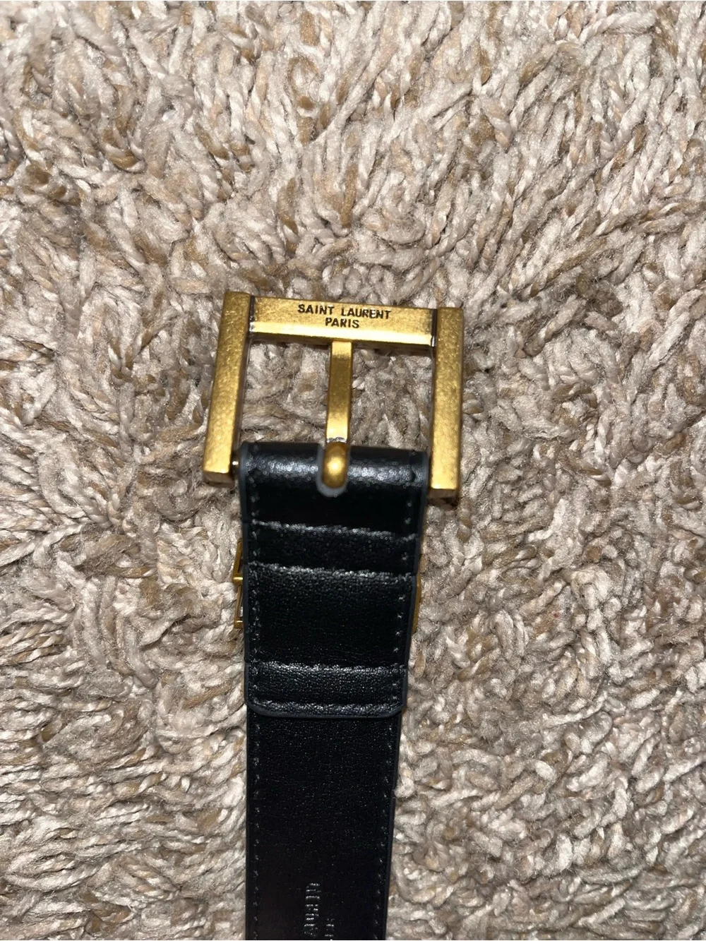 Saint Laurent Black Leather womans Belt with Gold Hardware